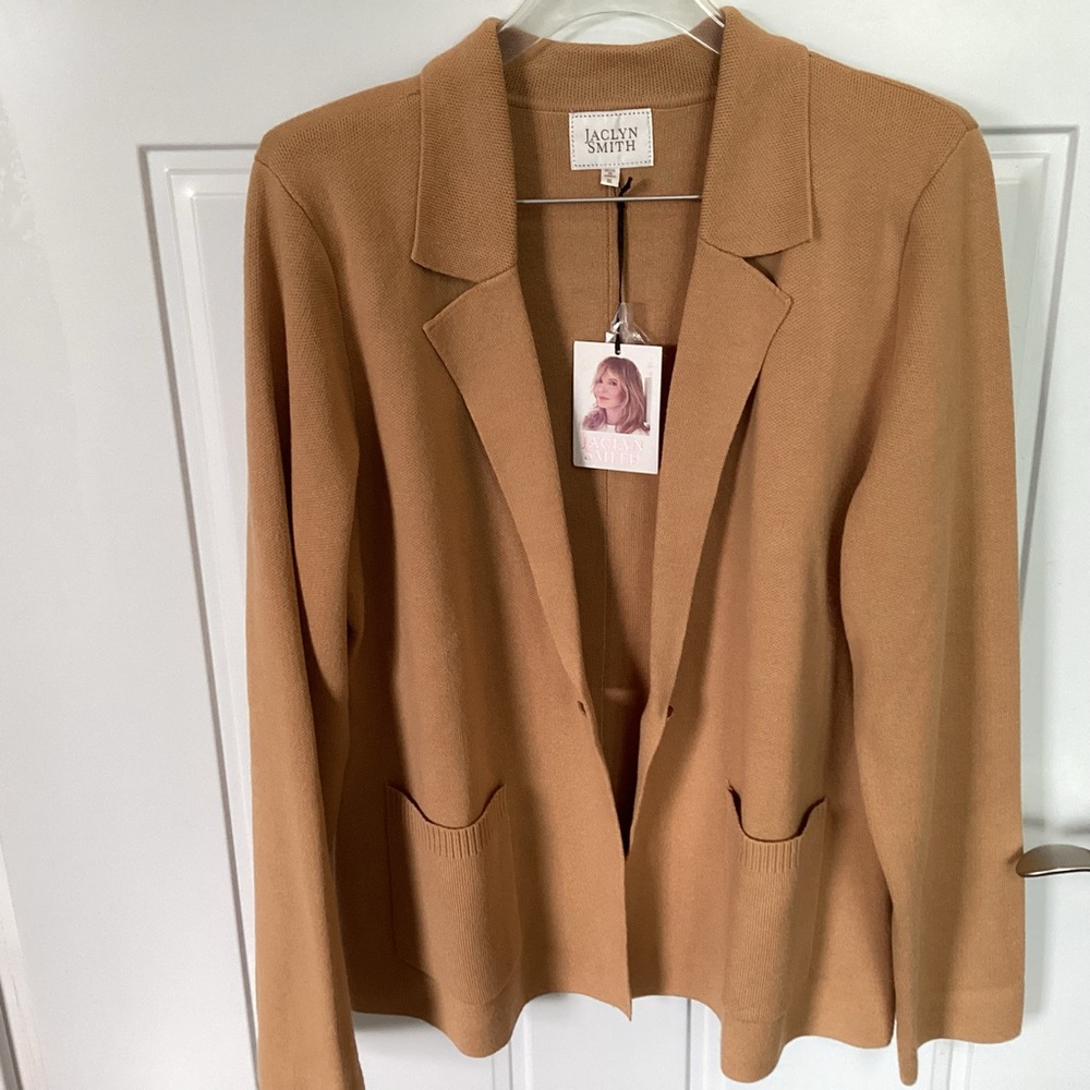 NWT Jaclyn Smith Camel Blazer Cardigan, Camel, Neutral, Fall XL